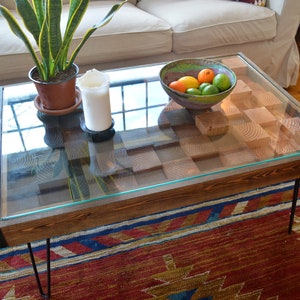 Rustic Stained 24"x36" Wood Mosaic Coffee Table - 100% Made in the USA