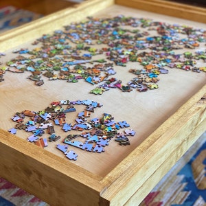 Rustic Puzzle Coffee Table with removable glass top includes 2 hidden drawers 24x36. 100% Made in the USA image 10