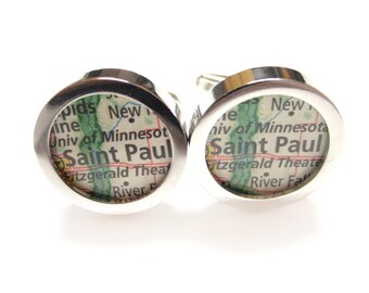 Kiola Designs Saint Paul Minnesota Map Cufflinks