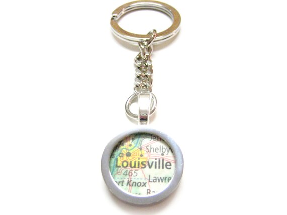 thependantemporium Louisville, Kentucky Map Necklace or Keychain, Louisville Map Pendant Hometown Map Gift Jeffersonville KY Map Key Chain Key Ring Fob