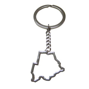 Silver Toned Botswana Map Outline Pendant Key Chain