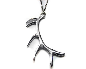 Silver Toned Antler Necklace