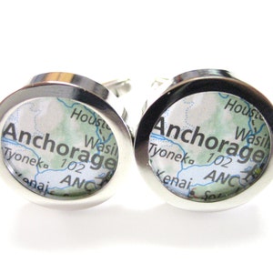 Anchorage Alaska Map Cufflinks