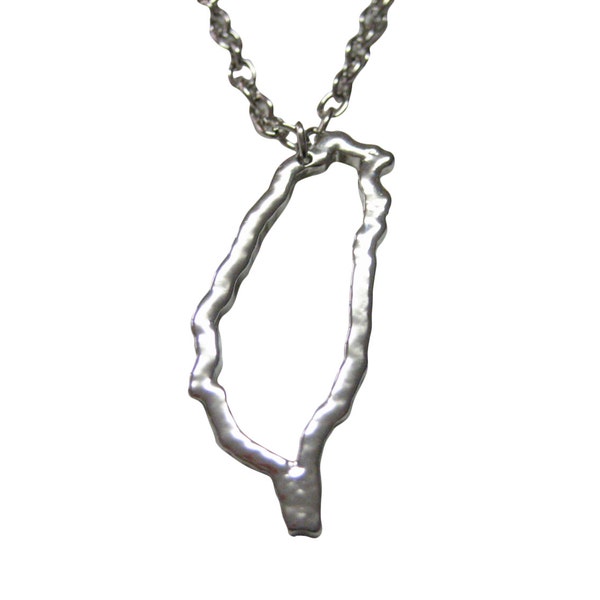 Silver Toned Taiwan Map Outline Pendant Necklace