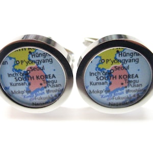 South Korea Map Pendant Cufflinks