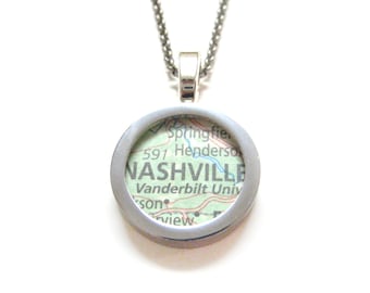 Nashville Tennessee Map Pendant Necklace