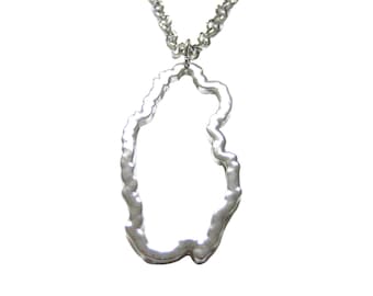 Silver Toned Qatar Map Outline Pendant Necklace