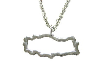 Silver Toned Turkey Map Outline Pendant Necklace