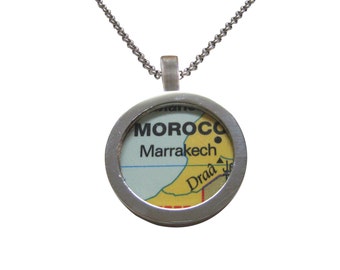 Marrakech Morocco Map Pendant Necklace