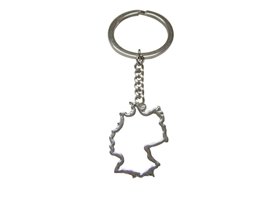 Silver Toned Germany Map Outline Pendant Key Chain - Etsy
