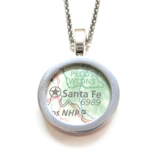 Santa Fe New Mexico Karte Anhänger Halskette