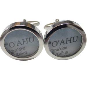 Oahu Hawaii Map Cufflinks