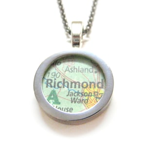 Richmond Virginia Map Pendant Necklace