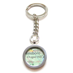 Chapel Hill North Carolina Map Pendant Keychain