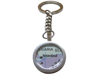 Istanbul Turkey Map Pendant Key Chain