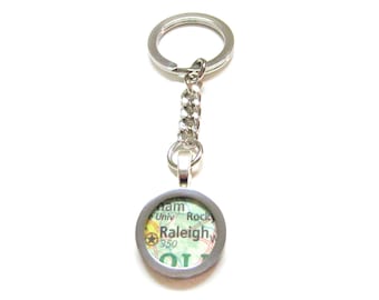 Raleigh North Carolina Map Pendant Keychain