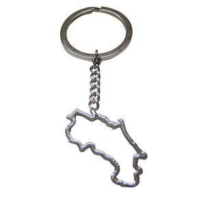 Silver Toned Costa Rica Map Outline Pendant Key Chain