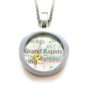 Grand Rapids Michigan Map Pendant Necklace image 1