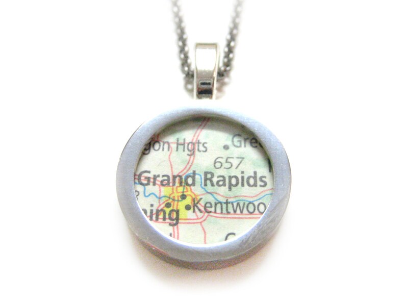 Grand Rapids Michigan Map Pendant Necklace image 1