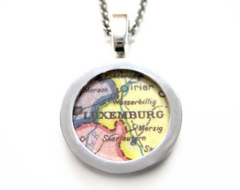 Luxembourg Map Pendant Necklace