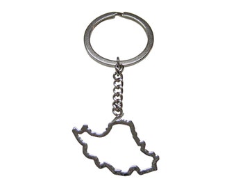 Silver Toned Iran Map Outline Pendant Key Chain