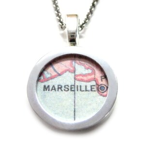 Marseille Karte Anhänger Halskette