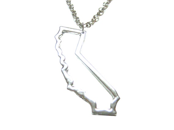 Silver California Outline Necklace Silver California Outline Necklace