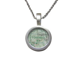Yosemite National Park Map Pendant Necklace
