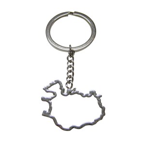 Chaîne de clés de pendentif de contour de contour de carte d’Islande tonique d’argent