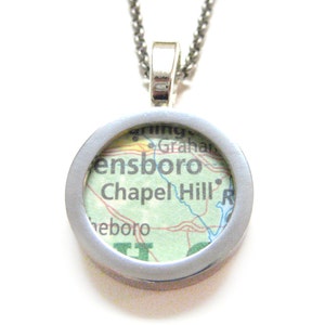 Chapel Hill North Carolina Map Pendant Necklace