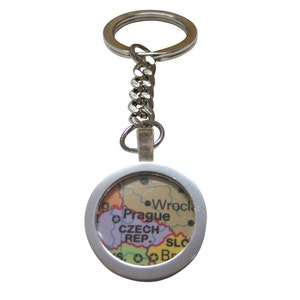 Prague Czech Republic Map Pendant Key Chain