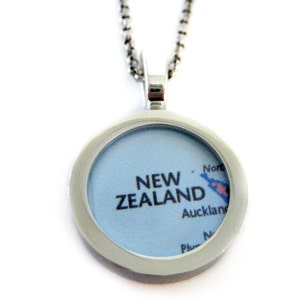 Collier à pendentif carte Nouvelle Zélande