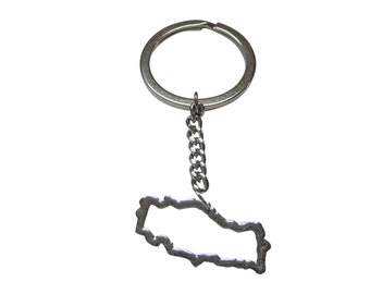 Silver Toned Turkey Map Outline Pendant Key Chain