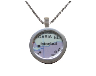 Istanbul Turkey Map Pendant Necklace