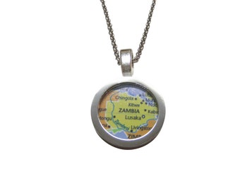 Zambia Map Pendant Necklace