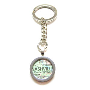 Nashville Tennessee Map Pendant Keychain