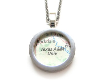 Texas A&M Map Pendant Necklace