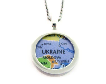 Ukraine Map Pendant Necklace