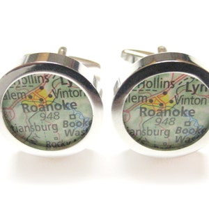 Roanoke Virginia Map Cufflinks