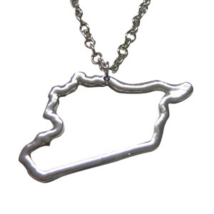 Silver Toned Syria Map Outline Pendant Necklace image 1