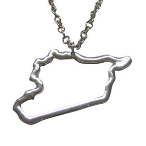 Silver Toned Syria Map Outline Pendant Necklace