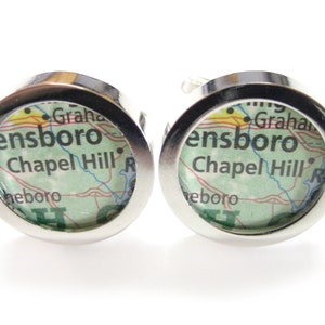 Chapel Hill North Carolina Map Cufflinks