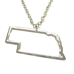 Silberfarbene Nebraska State Map Umriss-Anhänger-Halskette