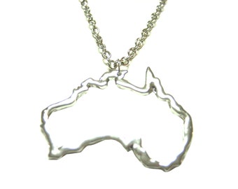 Silver Toned Country Map Outline Pendant Necklace (Select Country)
