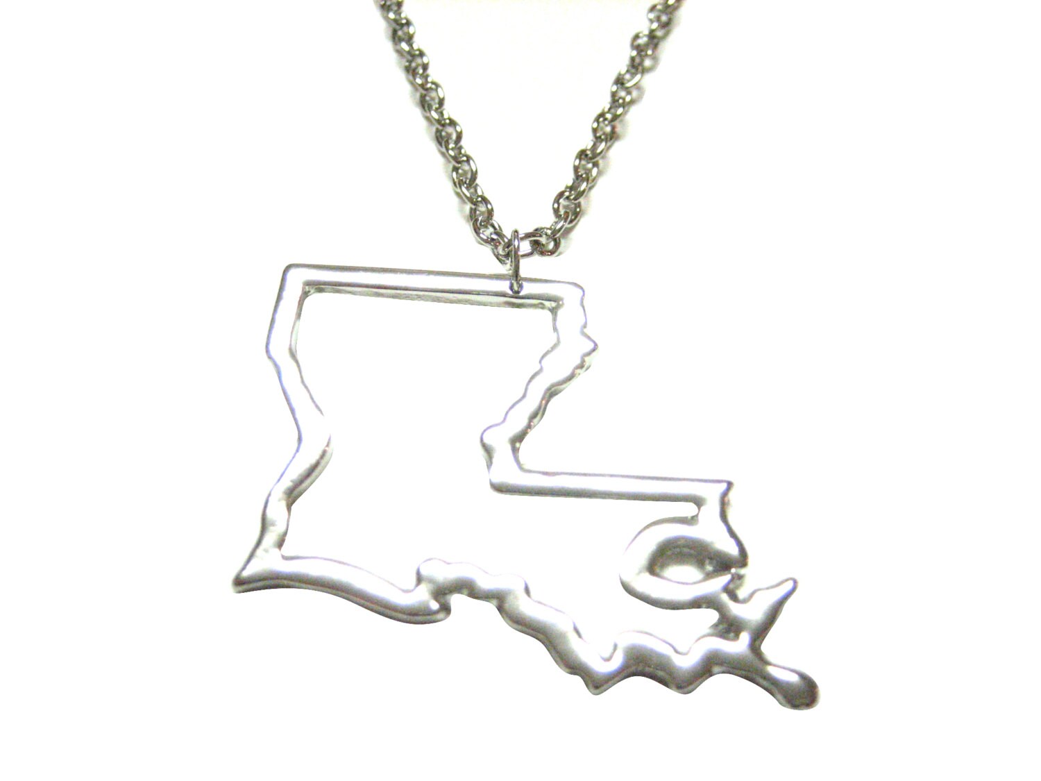 Natural Diamond Accent State of Louisiana Outline Pendant in Sterling Silver