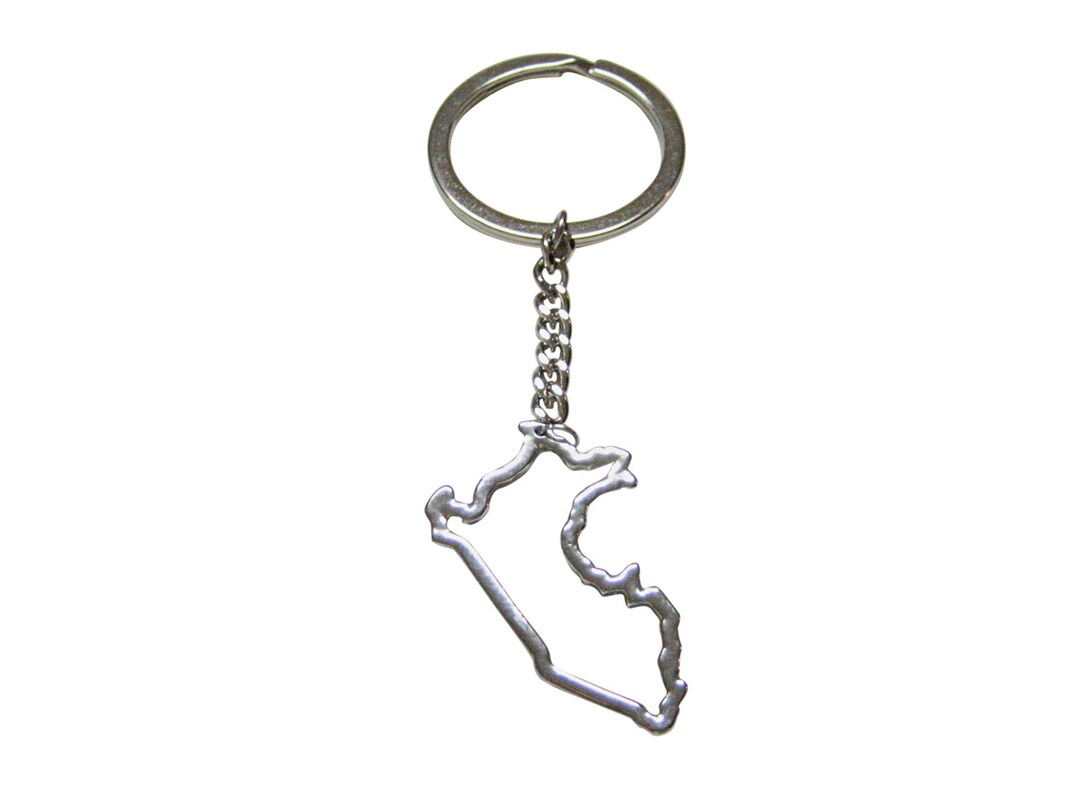 Silver Toned Peru Map Outline Pendant Key Chain - Etsy