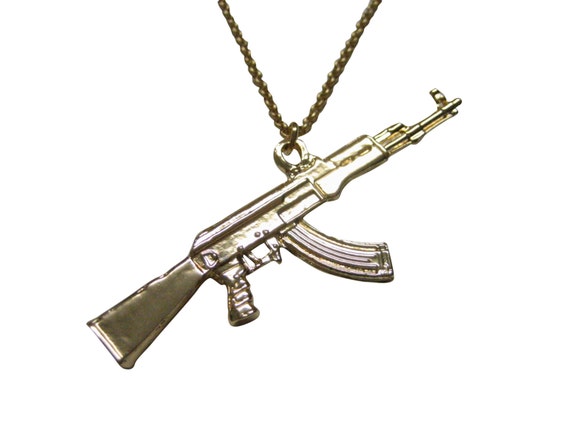 Kiola Designs Gold Toned AK 47 Rifle Necklace | Amazon.com