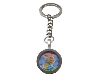 Uganda Map Pendant Keychain