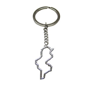 Zilver gestemde Tunesië kaart overzicht hanger sleutelhanger