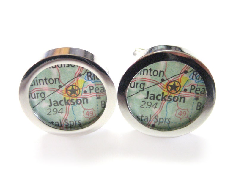 Jackson Mississippi Map Cufflinks image 1